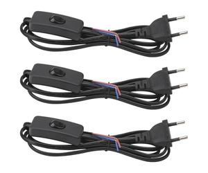 Lot de 3 câbles avec fiche, câble de 1,8 m avec interrupteur, câble de raccordement avec fiche, câble avec interrupteur et prise, câble d'alimentation avec interrupteur, câble d'alimentation avec
