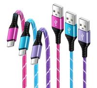 Lot de 3 câbles de charge USB C de 1,8 m pour Samsung Galaxy S26 S25 S24 S23 S22 S21 S20 A16 A15 A35 A54 A55 Z Flip 7 6, iPhone 17e 16 16 1 5,5,Huawei