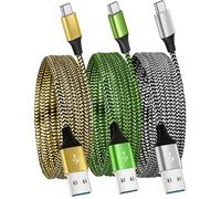 Lot de 3 câbles de charge USB C vers USB C, 1,8 m, long type C, charge rapide, tressé, compatible avec iPhone 17, 16, 15, Samsung Galaxy S24/S23/S22/S21/S20, Note 10/9/8, Huawei, HTC, LG, moto, Google