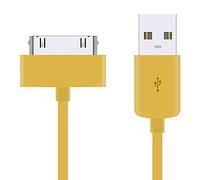 Lot de 3 câbles de charge USB extra longs 30 broches pour Apple iPhone 4 4S 3G 3GS Apple iPad 1ère 2ème 3ème génération iPod 5ème génération Classic nano 1ère 2ème 3ème génération 4G Touch Jaune