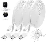 Lot de 3 câbles d'extension d'alimentation de 3 m compatibles avec WyzeCam, WyzeCam Pan, WYZE Cam OG, Kasa Cam, Nest Cam, Blink, Cloud Cam, USB vers Micro USB - Cordon de charge et de synchronisation
