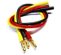 Lot de 3 câbles d'extension de qualité supérieure pour régulateur de moteur Brushless ESC avec fiche dorée de 4 mm mâle vers femelle - Câble 14 AWG 200 °C - 250 mm - Rouge jaune noir - Modélisme