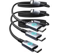 Lot de 3 câbles Iniu USB-C vers USB-C 2 m tressés nylon PD jusqu'à 240 W Noir