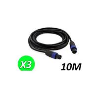 lot de 3 câbles speakon mâle / mâle 10 m pour enceintes soundlab go38zg