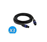 lot de 3 câbles speakon mâle / mâle 5m pour enceintes soundlab go38ze