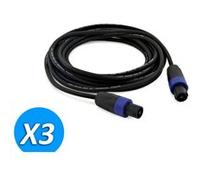 lot de 3 câbles speakon mâle / mâle 5m pour enceintes soundlab go38ze