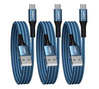 Lot de 3 câbles USB C à chargement super rapide en nylon tressé de type C vers USB A pour Samsung Galaxy S24/S21, Huawei P30/P20, Google Pixel, OnePlus et plus encore