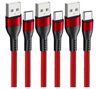 Lot de 3 Câbles USB-C Charge Rapide 3A pour Samsung Xiaomi Redmi OPPO - Nylon Robuste 1M Rouge