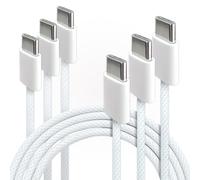 Lot de 3 Câbles USB C vers USB C 1m, Charge Rapide 60W 3A, Nylon Tressé Anti-Rupture Blanc, Cordon USB-C 2.0 Rapide Compatible iPhone 16/15, Samsung S24/S23, iPad Pro, MacBook, Pixel, PS5