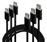 Lot de 3 Câbles USB C vers USB C 1m, Charge Rapide 60W 3A, Nylon Tressé Anti-Rupture Noir, Cordon USB-C 2.0 Compatible iPhone 16/15, Samsung S24/S23, iPad Pro, MacBook, Pixel, PS5