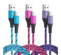 Lot de 3 câbles USB de type C de charge rapide pour Samsung Galaxy A55/A54/A56/A17/A16/A15/S25/S24/S23/S22/S21/S10/A34 - 0,9 m - Câble de charge rapide USB C - Pour Google Pixel, Xiaomi, Huawei