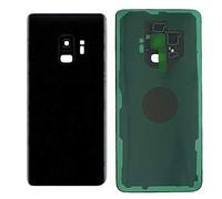 Lot de 3 Cache-Batterie + adhésif Double Face + lentille Compatible pour Samsung Galaxy S9 Plus G965F G965 S9+ Verre de Rechange arrière + Coque arrière adhésive + Objectif caméra (Noir)