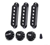 Lot de 3 cache-micros 48/50/52 mm avec boutons 1V2T et embout d'interrupteur, pièces de rechange en plastique pour guitare électrique de style, ensemble coloré assorti pour musiciens (noir)