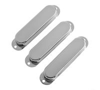 Lot de 3 cache-micros fermés en métal à bobine unique pour guitare électrique ST, boîtier de rechange en laiton en argent, noir, or, cuivre rouge et bronze (argenté)