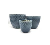 Set de 3 pots fleurs bleu encre D20 25 30cm - Atmosphera createur d'interieur