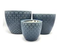 Set de 3 pots fleurs bleu encre D20 25 30cm - Atmosphera createur d'interieur