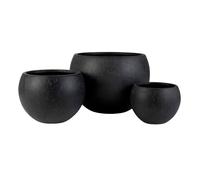 Lot de 3 Cache-Pots Design "Argile" 55cm Noir