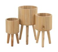 Lot de 3 Cache-Pots en Bois "Paul" 49cm Naturel
