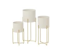 Lot de 3 Cache-Pots en Métal "Julius" 58cm Blanc