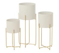 Lot de 3 Cache-Pots en Métal "Julius" 58cm Blanc