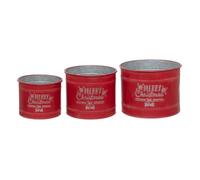 Lot de 3 Cache-Pots en Métal ""Merry Christmas"" 34 cm Rouge