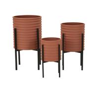 Lot de 3 Cache-Pots sur Pied "Milly" 56cm Brique