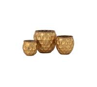 Pot de fleurs - J-LINE - Dalton - Métal - Doré - Lot de 3