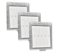 Lot de 3 caches d'interrupteurs autocollants pour prise murale de type 86 - Protection en plastique imperméable à la poussière - Design moderne - 119 x 106 x 20 mm - Transparent