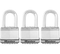 Lot de 3 Cadenas a clés MASTER LOCK M5EURTRILF - Tres Haute Sécurité - Acier Laminé - Anse M