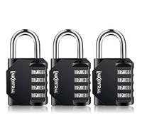 Lot de 3 cadenas à combinaison à 4 chiffres - Verrou extérieur résistant aux intempéries pour casier de gym et casier d'école, serrure à code réinitialisable robuste pour garage, abri de jardin