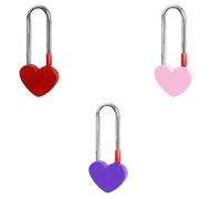 Lot de 3 cadenas en forme de cœur sans n alliage de zinc pour voyage, anniversaire, mariage (rouge + rose + violet)