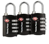 Lot de 3 Cadenas TSA à 4 Chiffres | Cadenas pour Valises de Voyage | Cadenas à Code TSA pour Valises Avion, Bagages, Sacs de Voyage, Sport et Sacs à Dos | Réinitialisable, Durable, Compact (Noir)