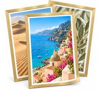 Lot de 3 Cadre A4 Dorée Photo Adhésif Incassables Sans Perçage tout usage