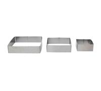 Lot de 3 Cadres à Pâtisserie ""Carrés"" 20cm Argent
