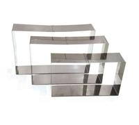 Lily cook - KP5349 - Lot de 3 Cadres pâtissiers rectangulaires en INOX argenté - Dimensions variées : 25x16x5,10 cm - 22,5x14,5 cm - 20x12 cm - Argenté - Idée Cadeau