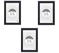 Lot de 3 cadres photo 10,2 x 15,2 cm en verre transparent nervuré noir avec support mural, idéal pour les certificats, les photos et les photographies