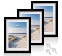 Lot de 3 cadres photo A4 - En bois - Noir - 21 x 30 cm - En bois - Incassables - Idéaux pour accrocher des cadres photo en plexiglas - Pour certificats, portraits et collages