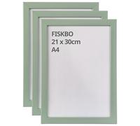 Lot de 3 cadres photo A4 gris clair/vert 21 x 30 cm, support mural et de table, panneau de fibres et plastique