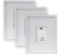 Lot de 3 cadres photo blancs de 28 x 35,6 cm avec double passe-partout pour photos A4 et 17,8 x 12,7 cm, 3 cadres photo A4 pour montage mural.