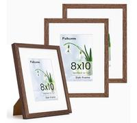 Lot de 3 cadres photo de 20,3 x 25,4 cm en noyer pour décoration de maison, bureau, cadres photo de 20,3 x 25,4 cm, passe-partout pour 12,7 x 17,8 cm, avec verre trempé véritable pour montage mural et