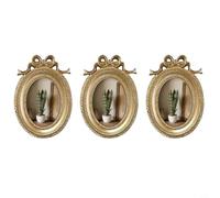 Lot de 3 cadres photo rétro en résine pour décoration d'intérieur avec finition dorée élégante formes ovales et carrées pour photos et œuvres d'art (A)