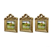 Lot de 3 cadres photo rétro en résine pour décoration d'intérieur avec finition dorée élégante formes ovales et carrées pour photos et œuvres d'art (B)
