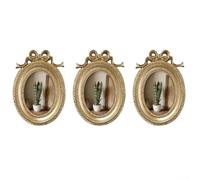 Lot de 3 cadres photo vintage en résine dorée pour décoration de maison, bureau, galerie avec options de cadres ovales et carrés pour affichage d'art photo (A)