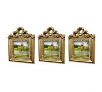 Lot de 3 cadres photo vintage en résine dorée pour décoration d'intérieur salon, chambre à coucher, bureau, galerie avec cadres ovales et carrés (B)