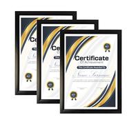 Lot de 3 Cadres Photos A4 Noirs pour Documents et Diplômes - Fixation Murale Portrait Paysage