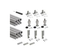 Emuca Lot de 3 cadres Zero avec quincaillerie et profilés pour montage au sol et au mur avec vérin circulaire, Aluminium et