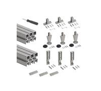 Emuca Lot de 3 cadres Zero avec quincaillerie et profilés pour montage au sol et au mur avec vérin circulaire, Aluminium et Zamak, Gris pierre Peint gris pierre G