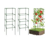 Lot de 3 cages à tomates carrées et en hauteur | Tomates Cages Support Convient Aux Légumes Haricots Concombre Rose Utilisation Extérieure Lit surélevé Terrasse Pelouse