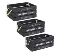 Lot de 3 cagettes bois ""Denys"" L23 29 35cm gris - Atmosphera createur d'interieur