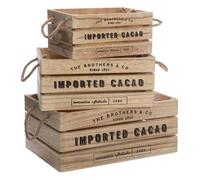 Lot de 3 Cagettes en Bois ""Brothers"" 35cm Naturel